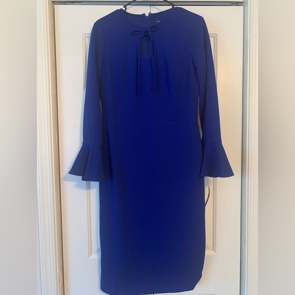 NEW WITH TAG WOMENS MAGGY LONDON LONG SLEEVE BLUE DRESS SIZE 8